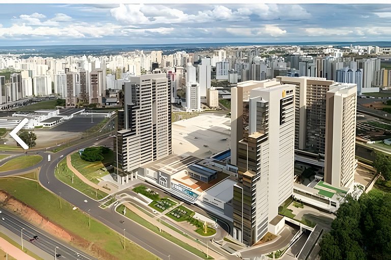 Estiloso e completo Apto dentro de um shopping